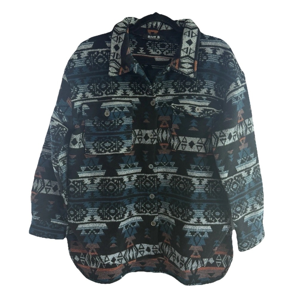 Blue Bโ Collection Brand Aztec Shacket Jacket Southwestern Sz L Ranch Western